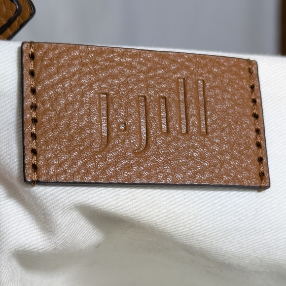 Women's J.Jill Wool & Leather Tote, detachable‎ clutch, cream & camel brown - Picture 7 of 15